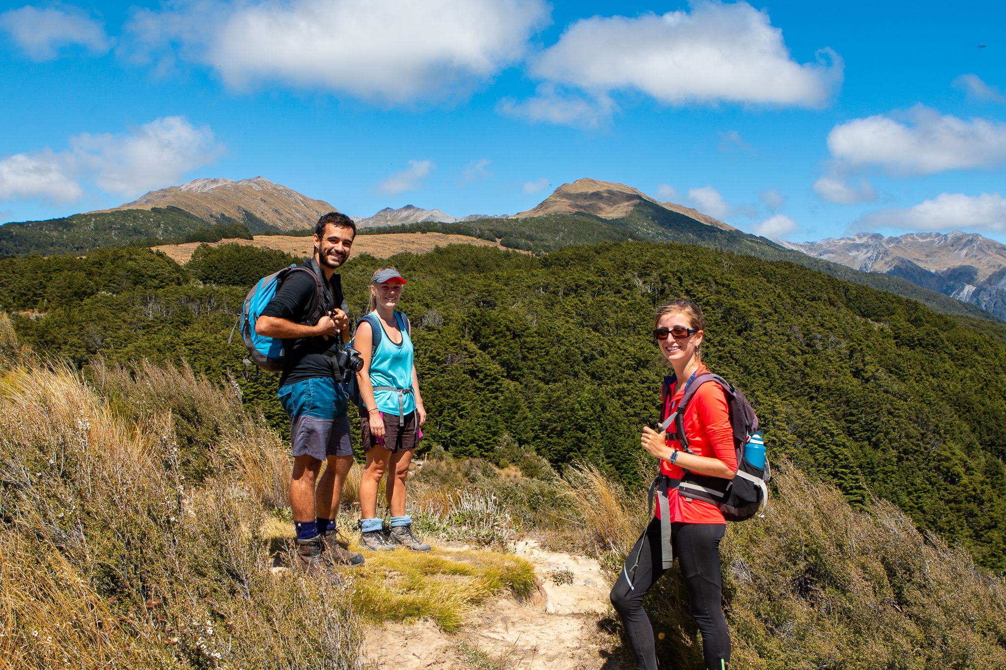 Andrea, Seonaid and Mylène on the way up.