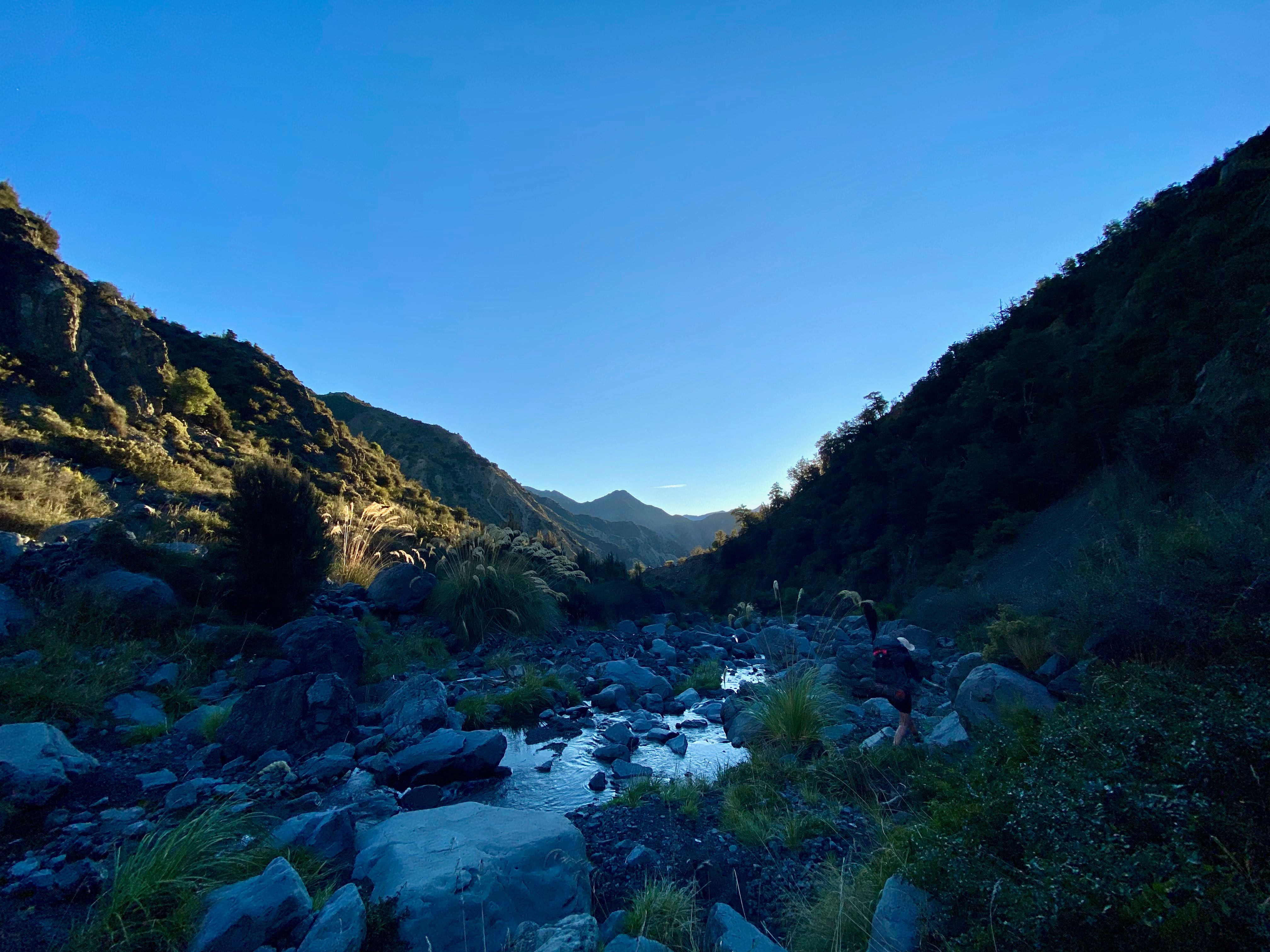 The evening sun leaving Doddemeade Stream.