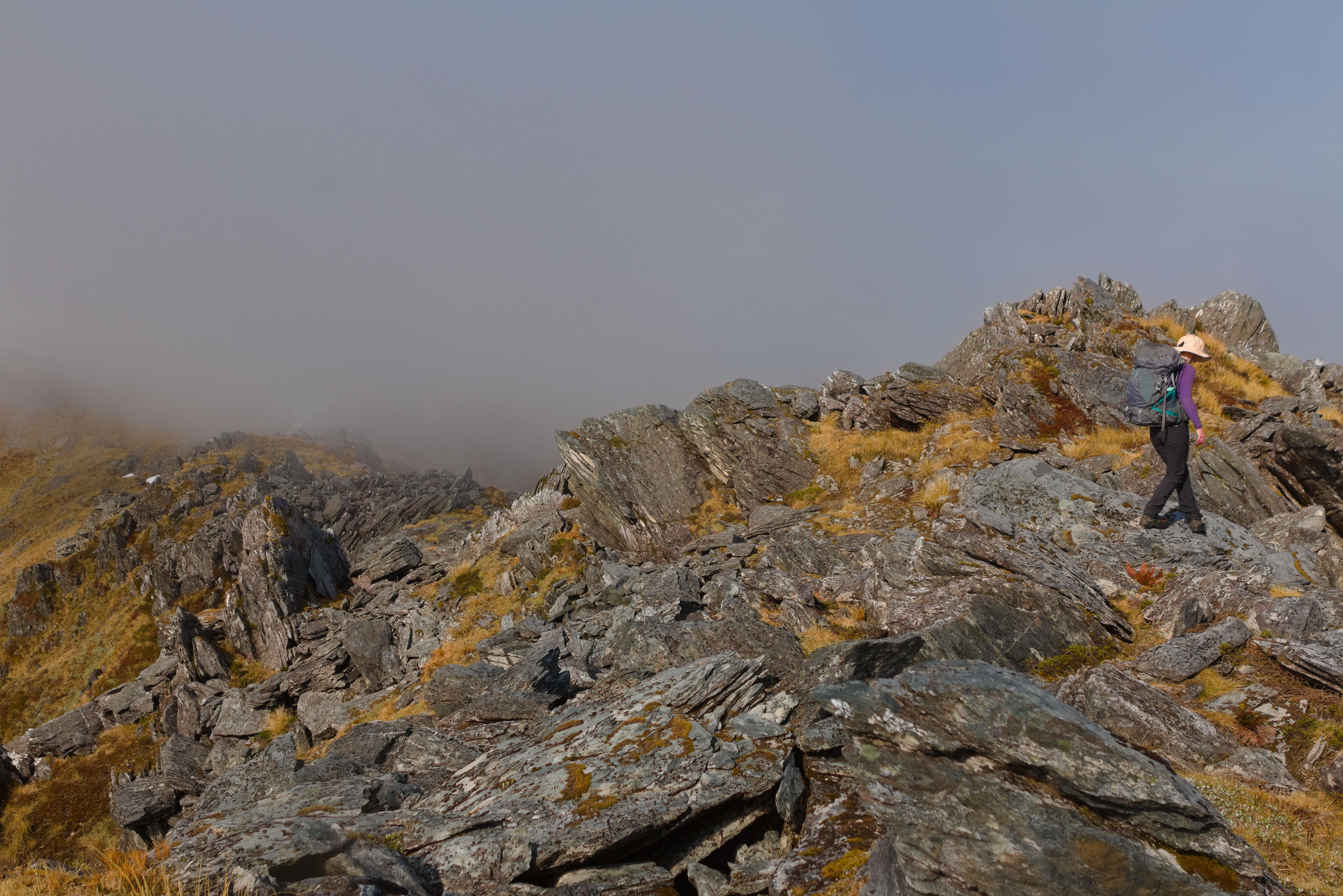Jen navigating more schist.
