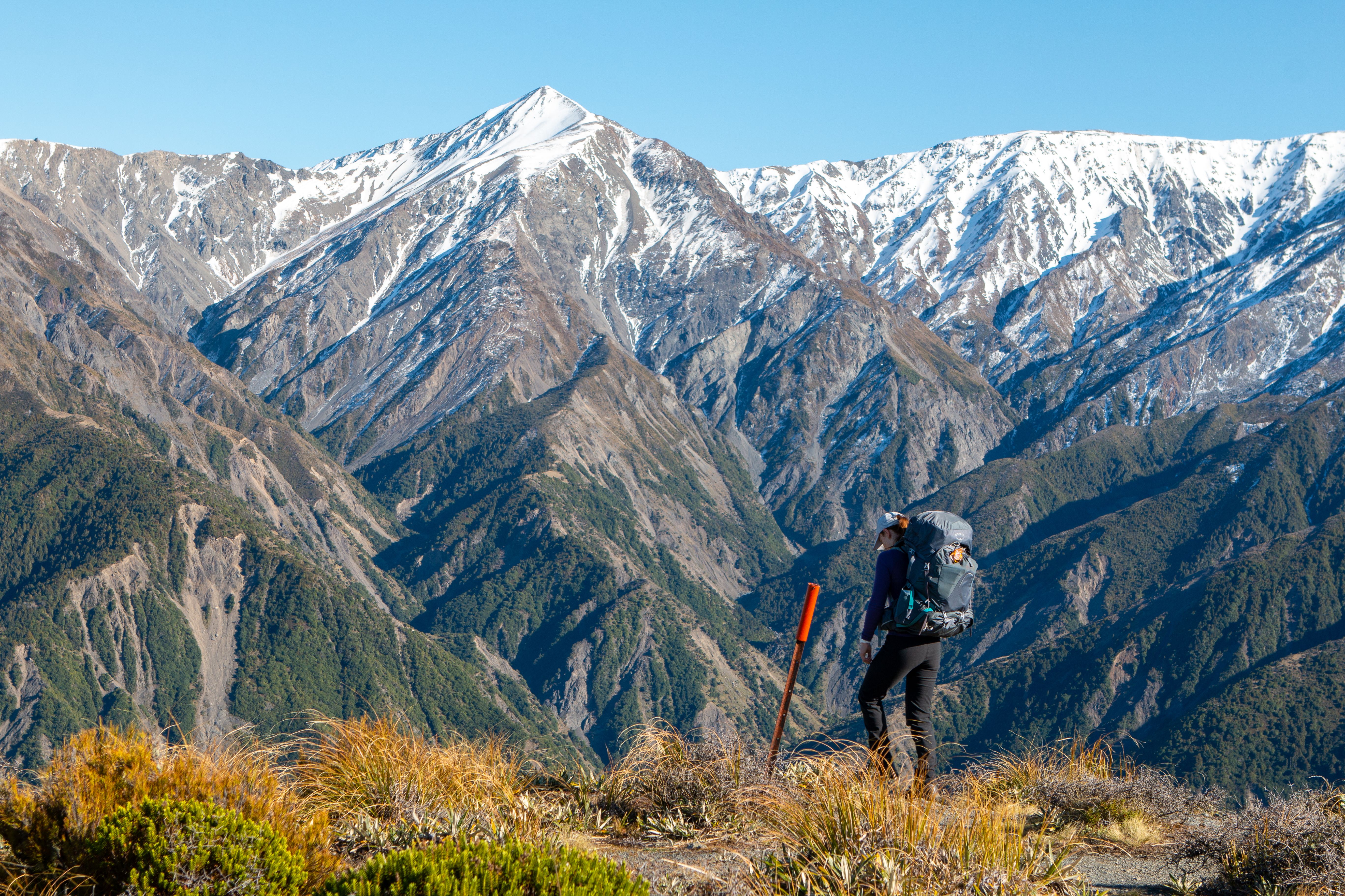 Jen beginning the descent to Kowhai River.