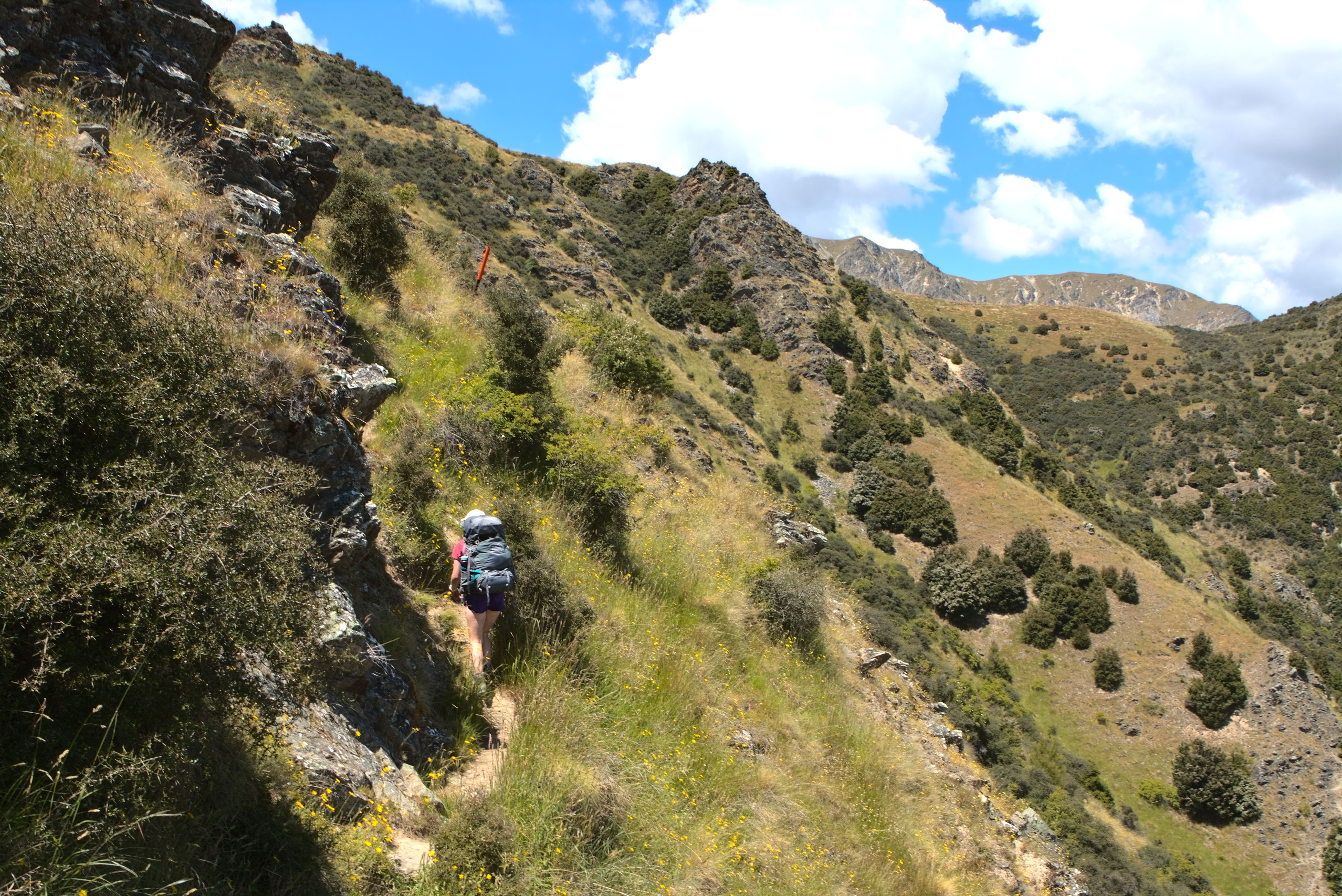 Jen enduring the heat and the steep climb.