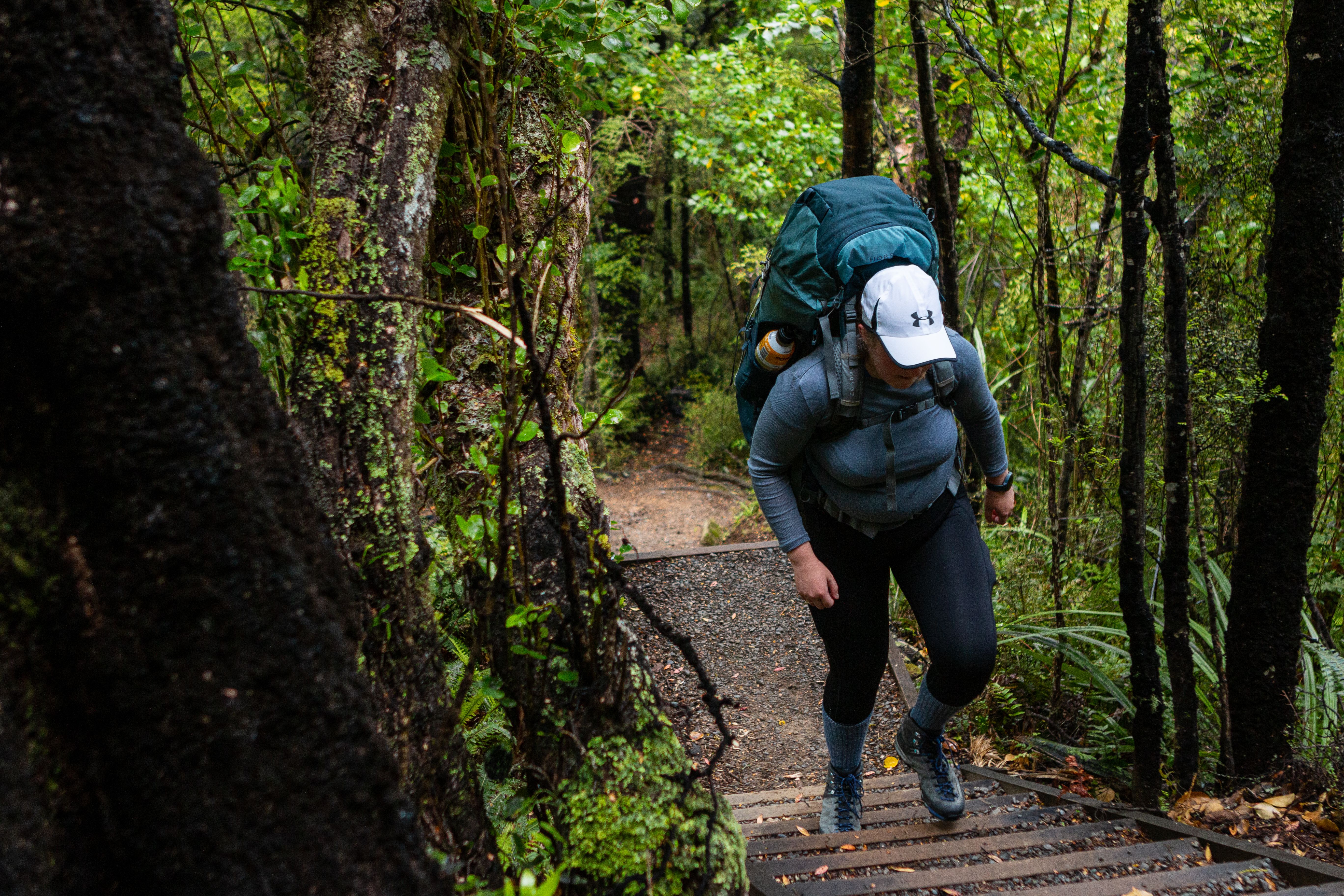 Tessa climbing towards Duke Knob.