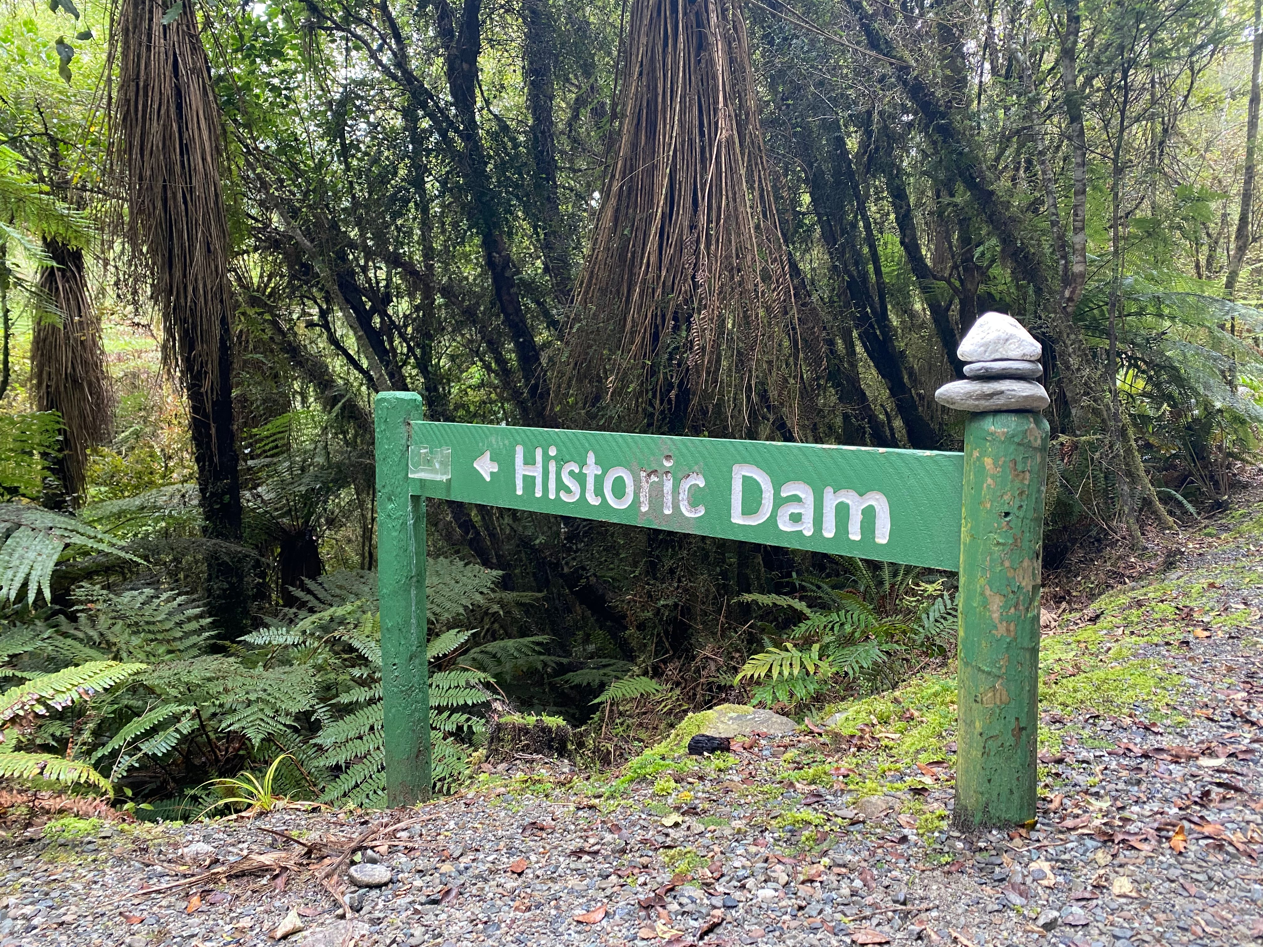 The way to the wooden, broken down historic dam.