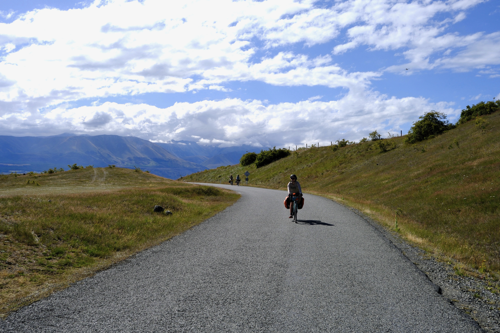 Trundling along Lake Pukaki.