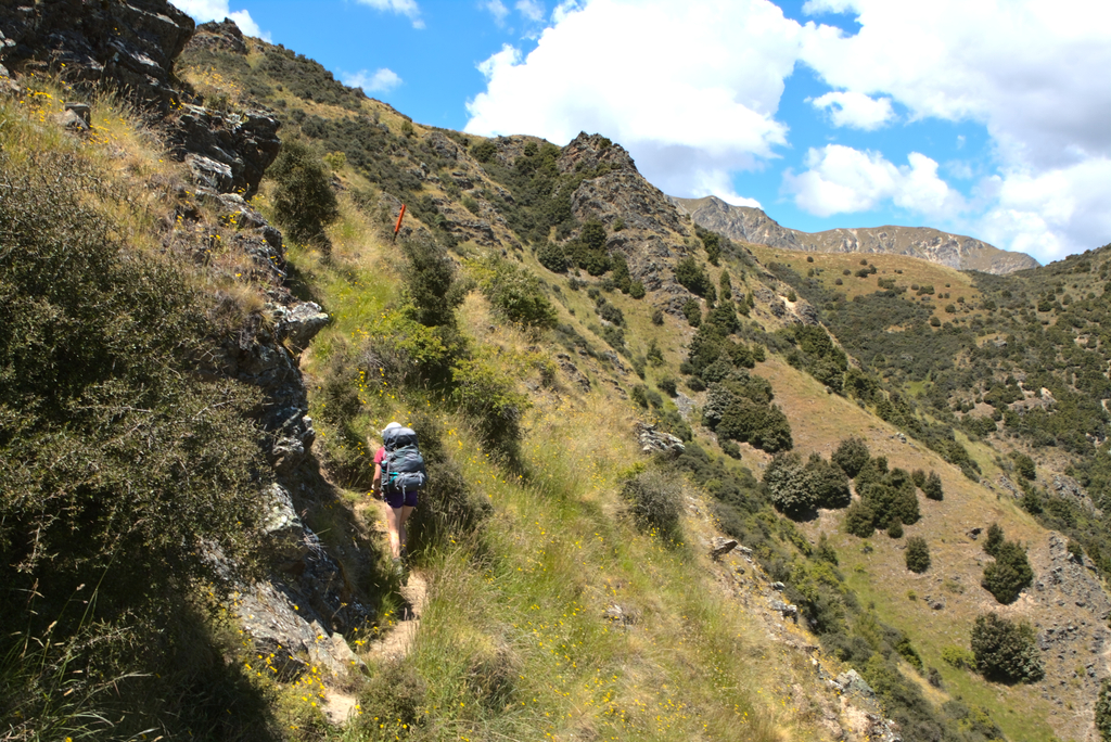 Jen enduring the heat and the steep climb.