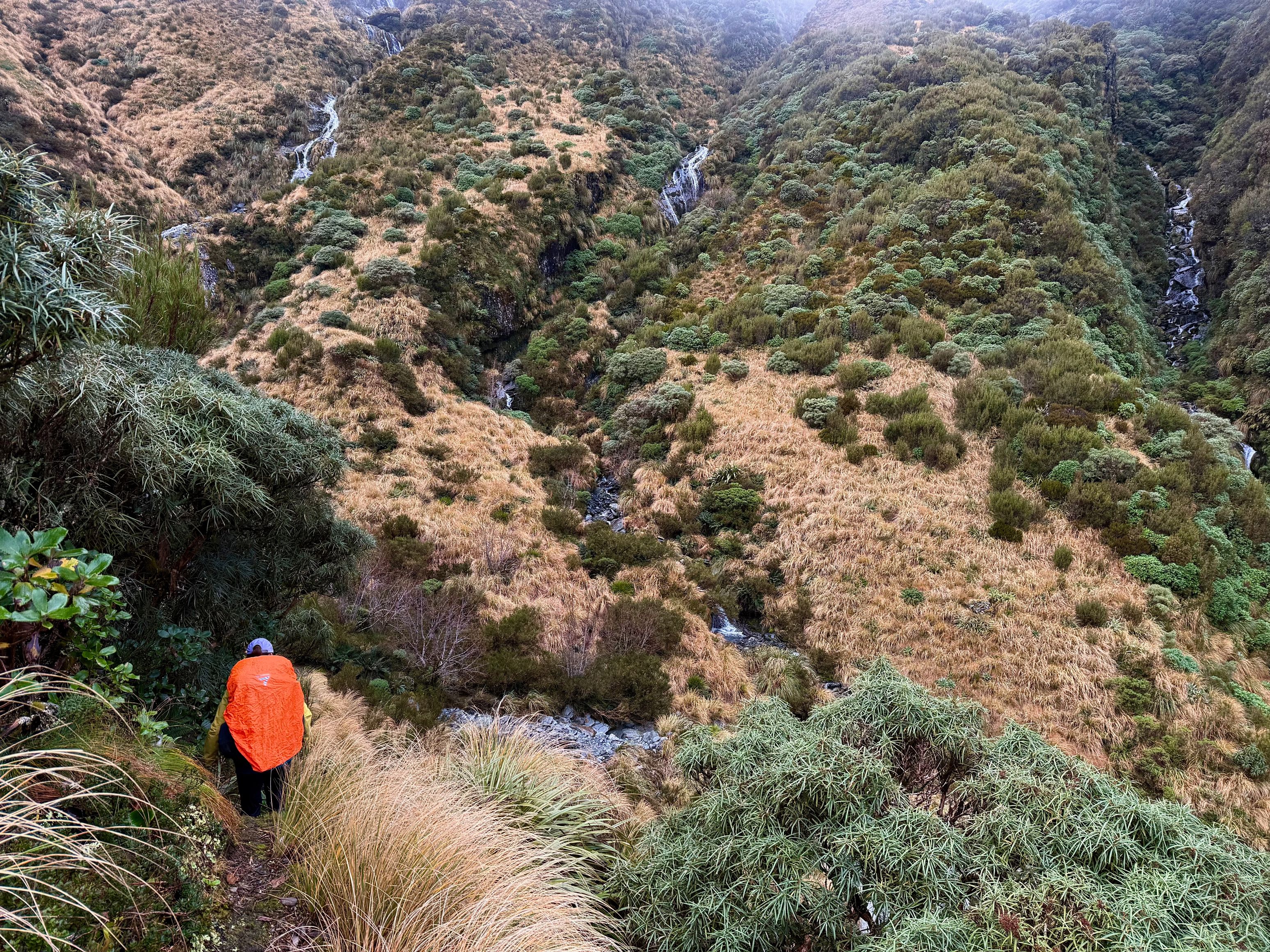 Looking ahead to the scrub-filled ridge which we were about to ascend.