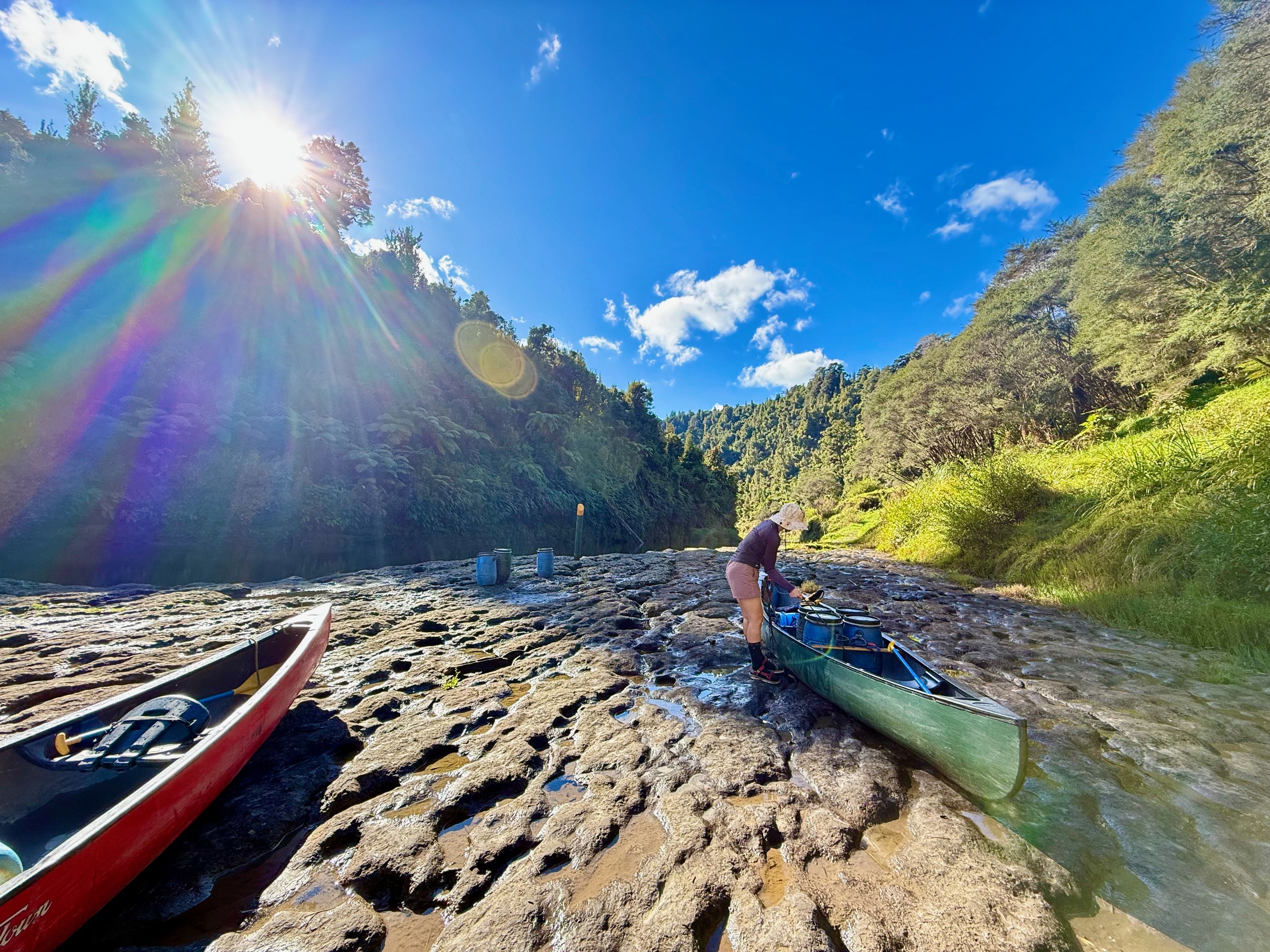 Packing the canoes and feeling thankful for the sun.